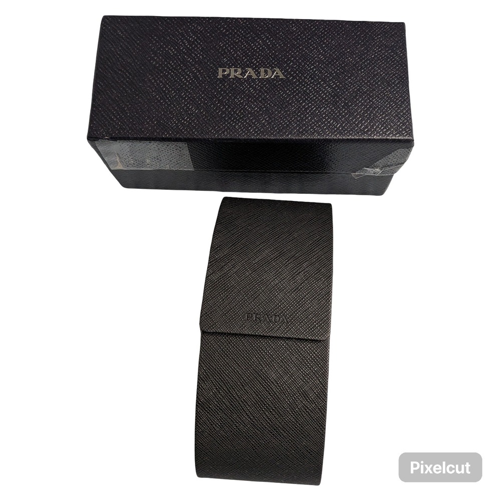 Prada Black Saffiano Leather Sunglasses Case large 3"x7"
